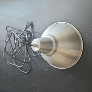Aluminum hanging light. Light scratches and dinks.See photos.